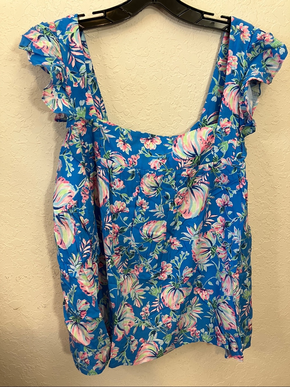 Emily Wonder Blue Floral Ruffle Sleeve Top